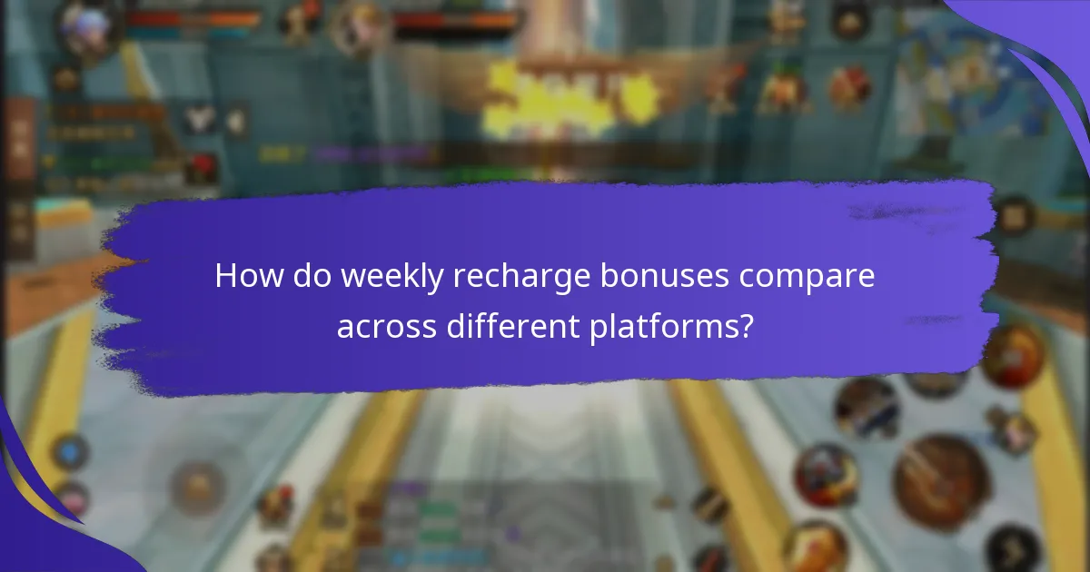 How do weekly recharge bonuses compare across different platforms?